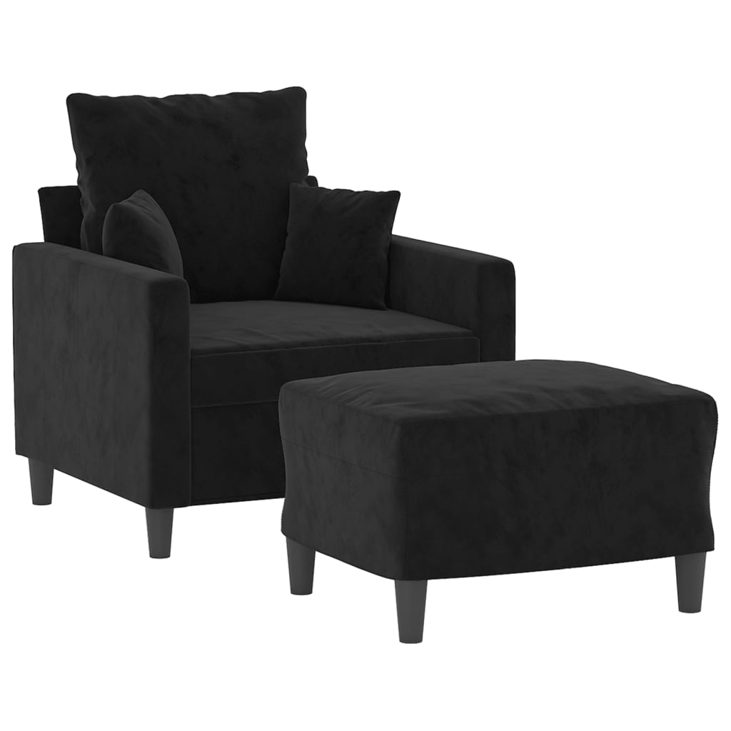 Sofa Chair with Footstool Black 60 cm Velvet
