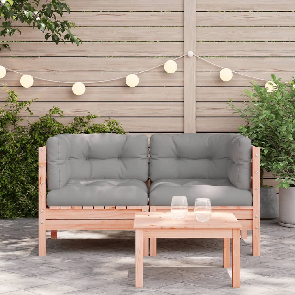 Garden Sofa Corner with Cushions 2 pcs Solid Wood Douglas