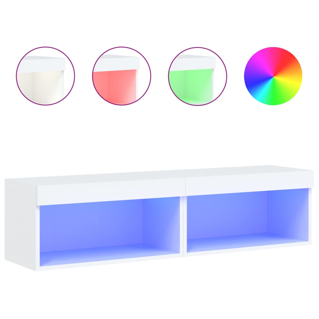 TV Cabinets with LED Lights 2 pcs White 60x30x30 cm