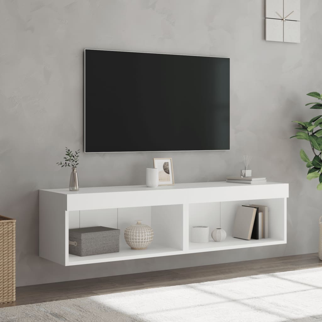 TV Cabinets with LED Lights 2 pcs White 60x30x30 cm