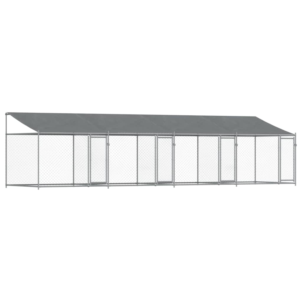 Dog Cage with Roof and Doors Grey 8x2x2 m Galvanised Steel