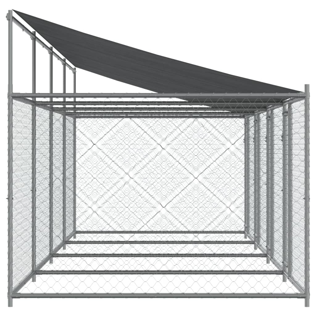Dog Cage with Roof and Doors Grey 8x2x2 m Galvanised Steel
