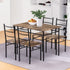 Dining Table and Chairs Set 5PCS Industrial Wooden Metal Desk Walnut