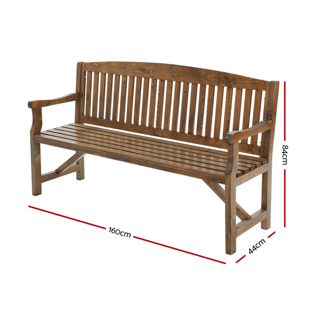 5FT Outdoor Garden Bench Wooden 3 Seat Chair Patio Furniture Natural