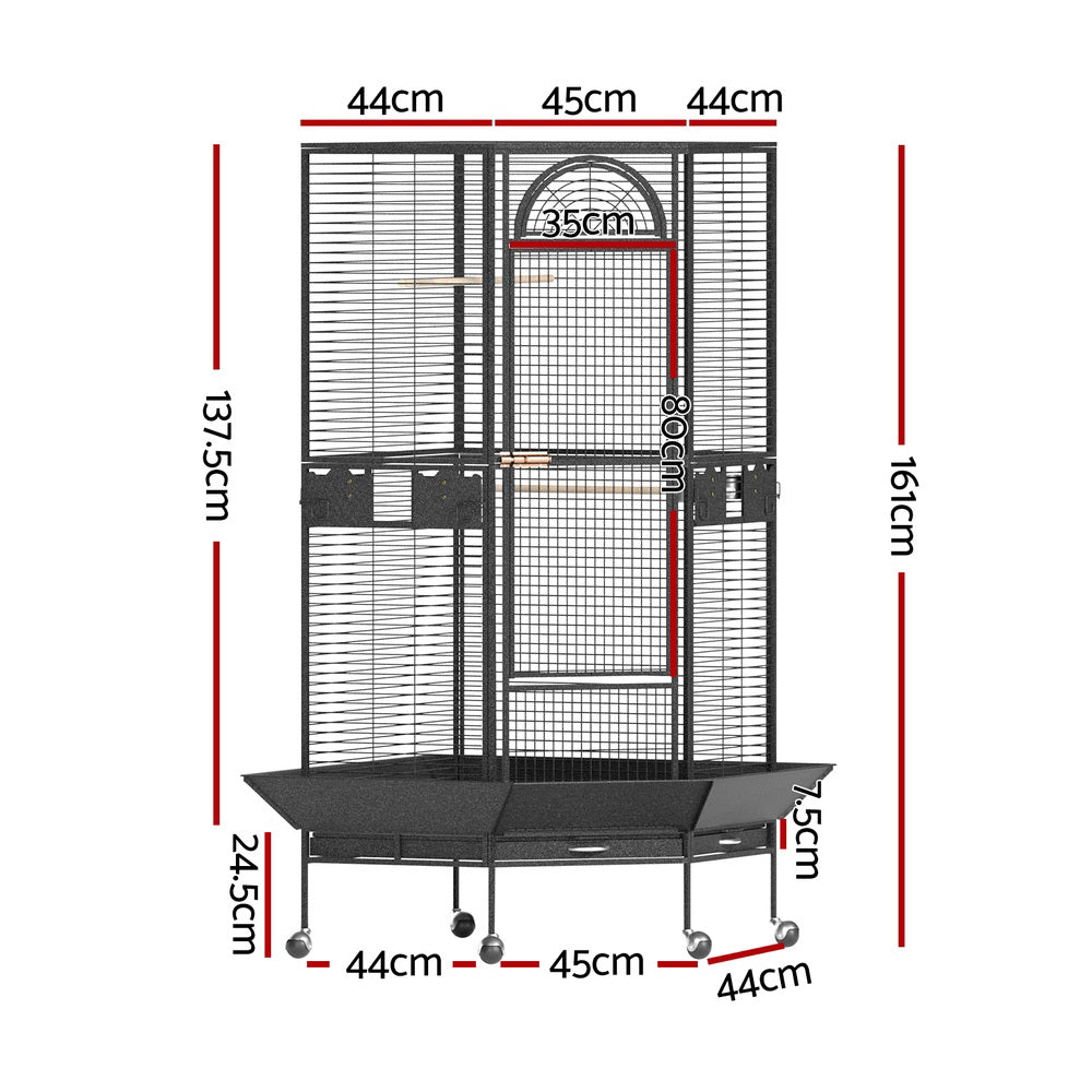 Bird Cage Large Jumbo Aviary Budgie Perch Cage Parrot Stand Wheels Corner