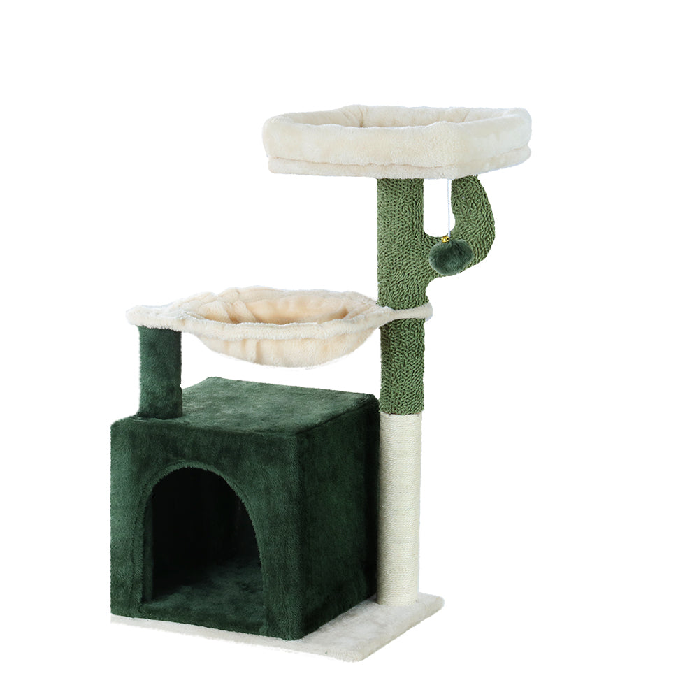 Cat Tree 78cm Scratching Post Tower Scratcher Wood Condo House Bed Toys Green