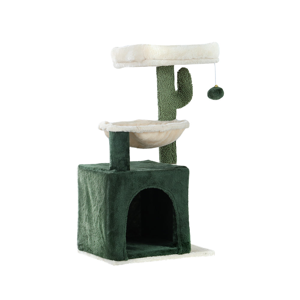 Cat Tree 78cm Scratching Post Tower Scratcher Wood Condo House Bed Toys Green