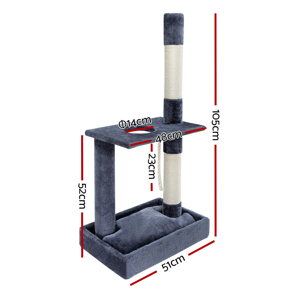 Cat Tree 102cm Scratching Post Tower Scratcher Condo House Board Grey