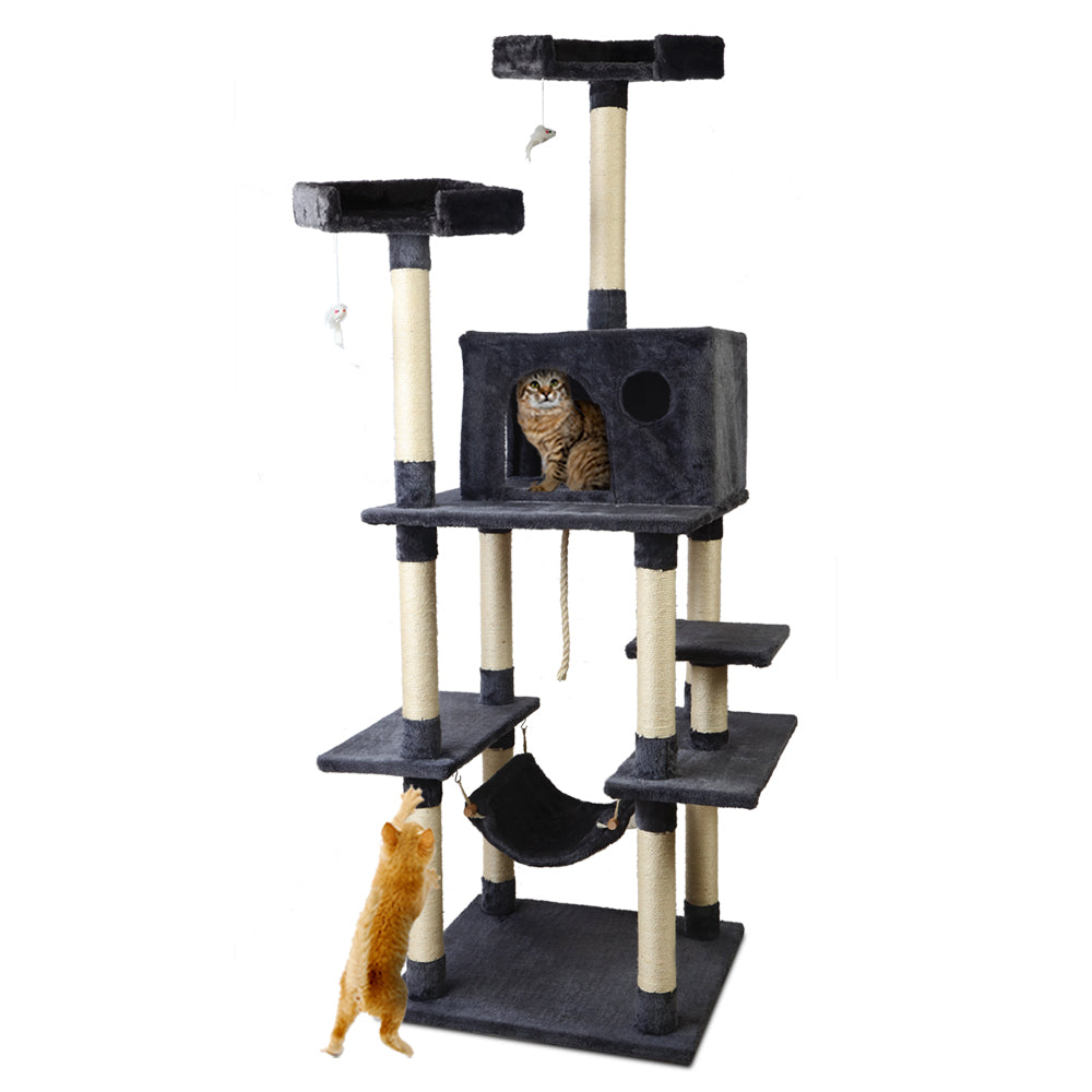 Cat Tree 184cm Tower Scratching Post Scratcher Wood Trees Condo Bed House