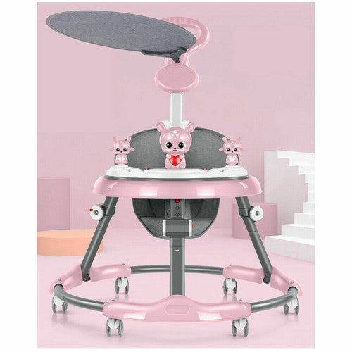 PINK Adjustable Baby Walker Stroller Play Activity Music Kids Ride On Toy Car
