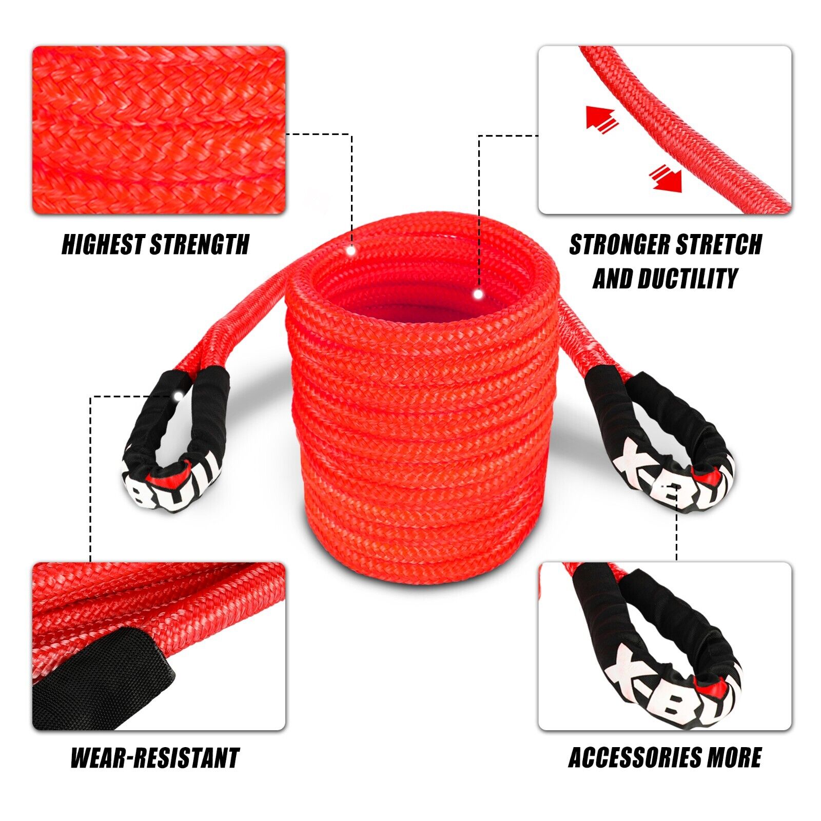 Kinetic Rope 22mm x 9m Snatch Strap Recovery Kit Dyneema Tow Winch