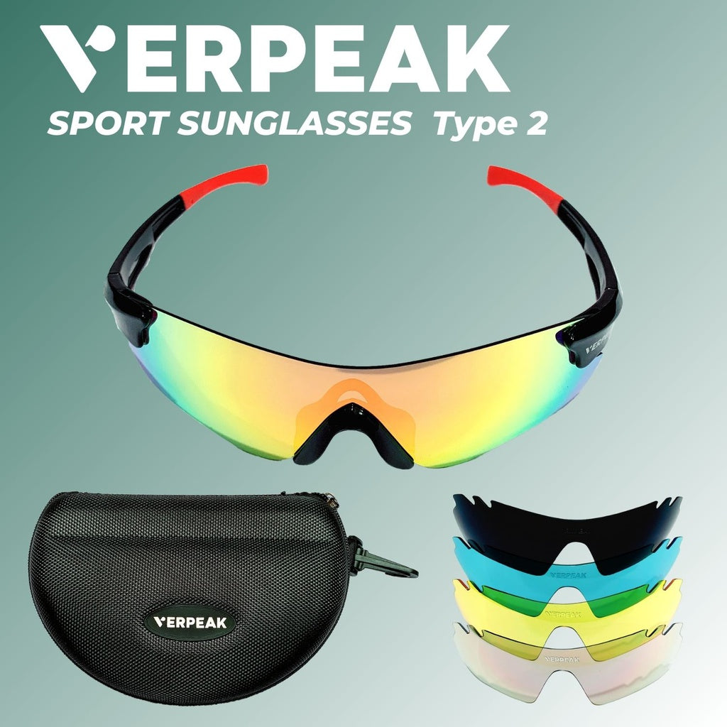 Sport Sunglasses Type 2 (Black frame with red end tip) VP-SS-102-PB