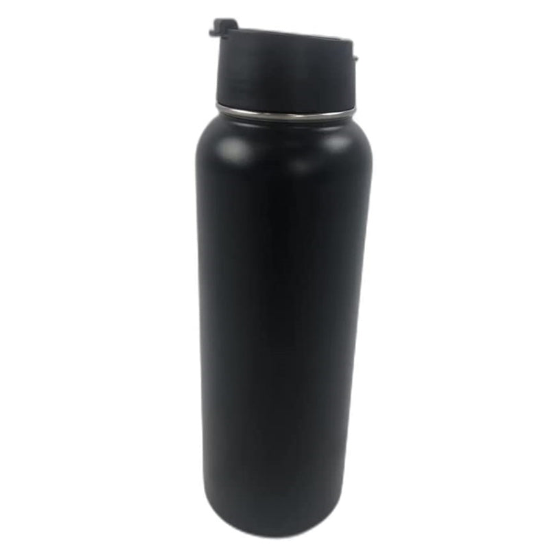 40oz Vacuum Insulated Water Bottle 3 Lids with Straw (Black) VP-IWB-100-HL