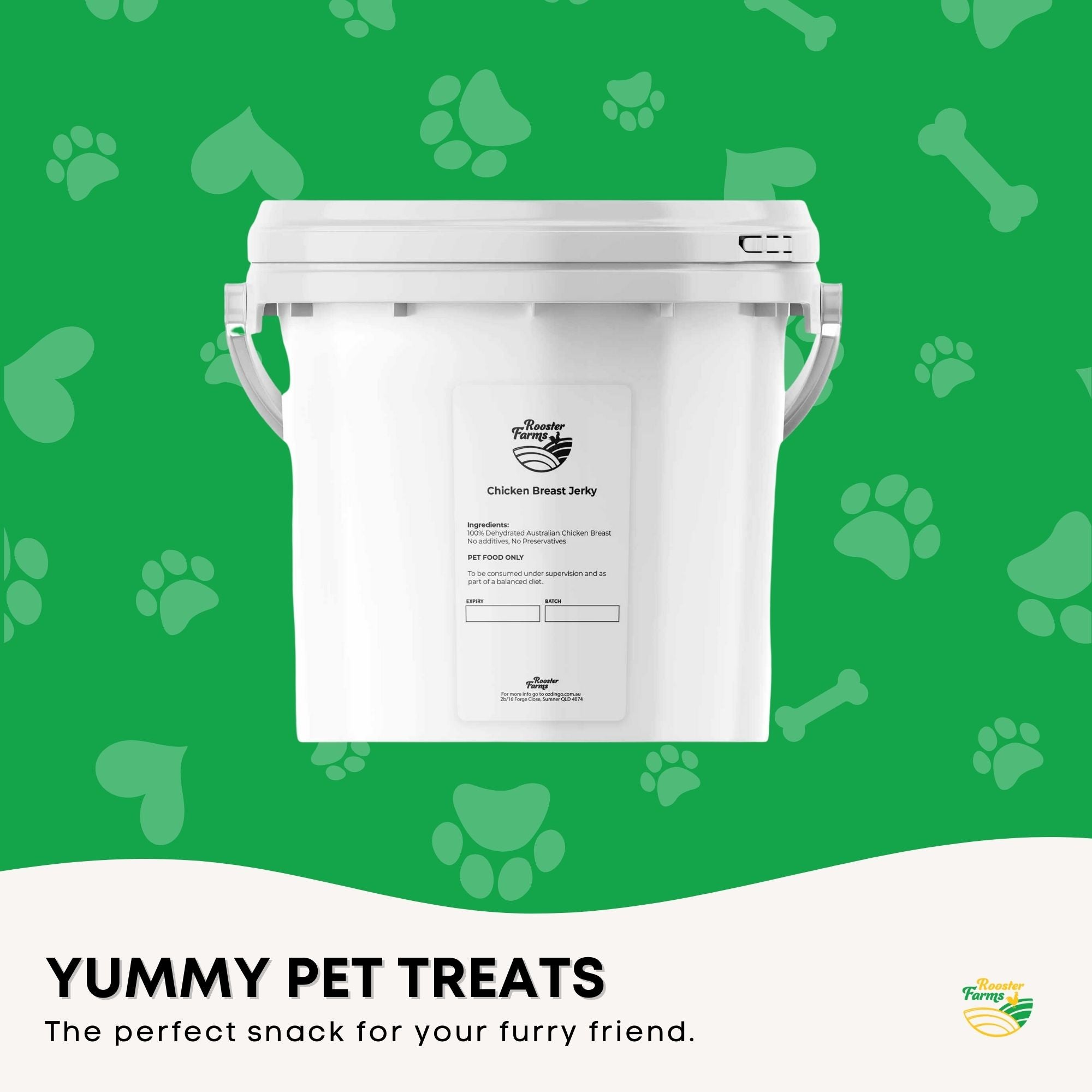 1.5Kg Dog Treat Chicken Breast Jerky Bucket - Dehydrated Australian Healthy Puppy Chew