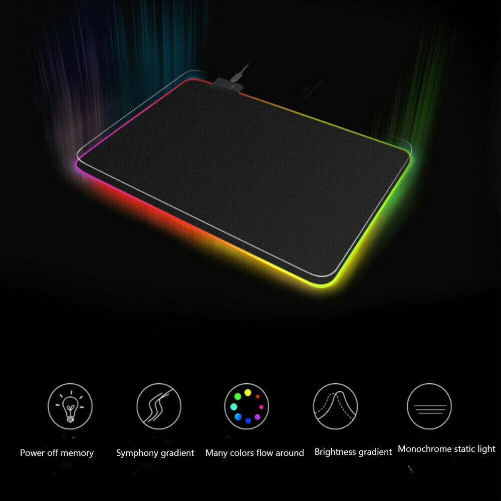 LED Gaming Mouse Pad Large RGB Extended Mousepad Keyboard Desk Anti-slip Mat