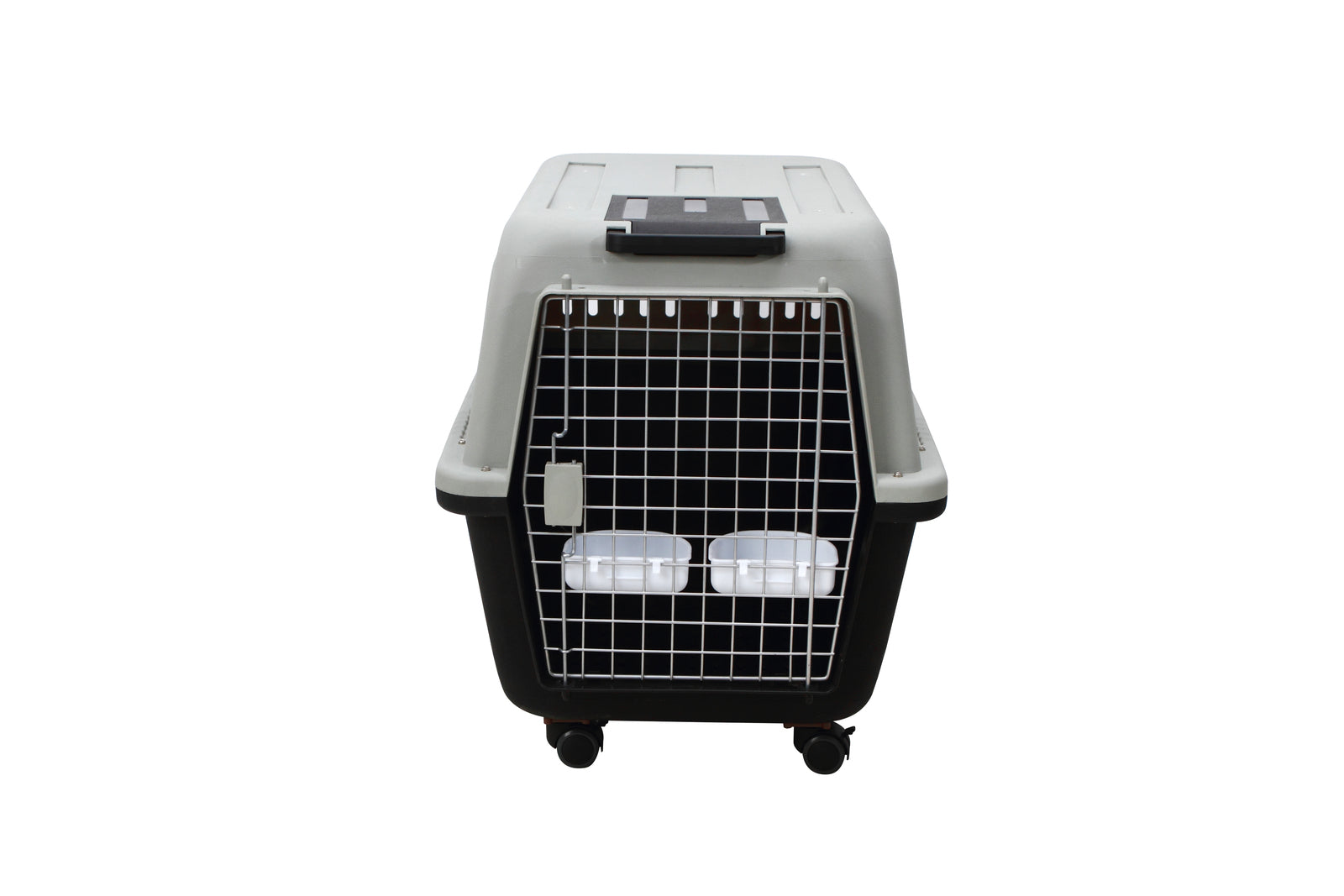 XL Plastic Kennels Pet Carrier Dog Cat Cage Crate With Handle and Removable Wheel Black