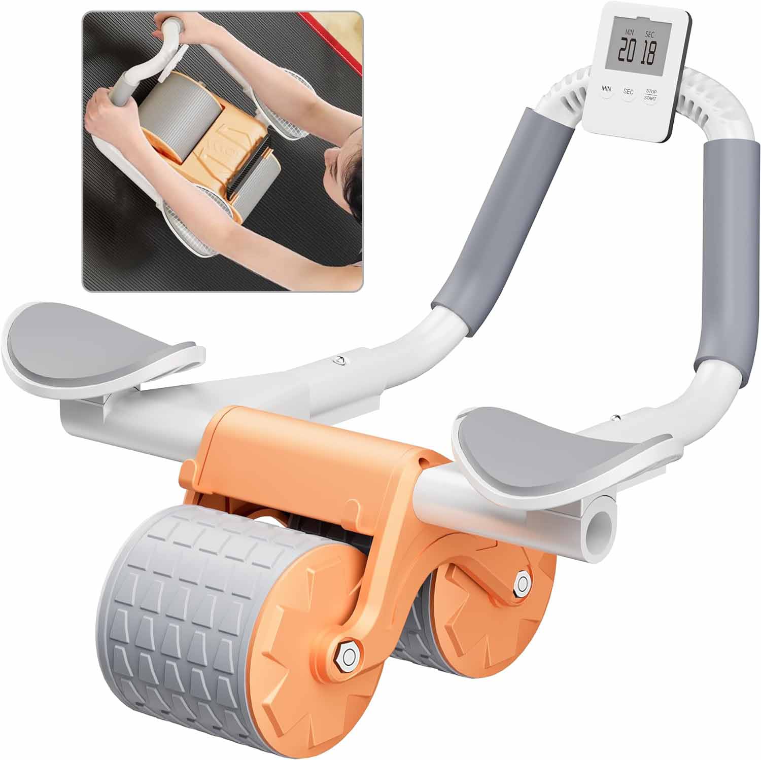 Elbow Support Automatic Rebound Abdominal Wheel Plank Machine Ab Roller Abs Workout Belly Orange