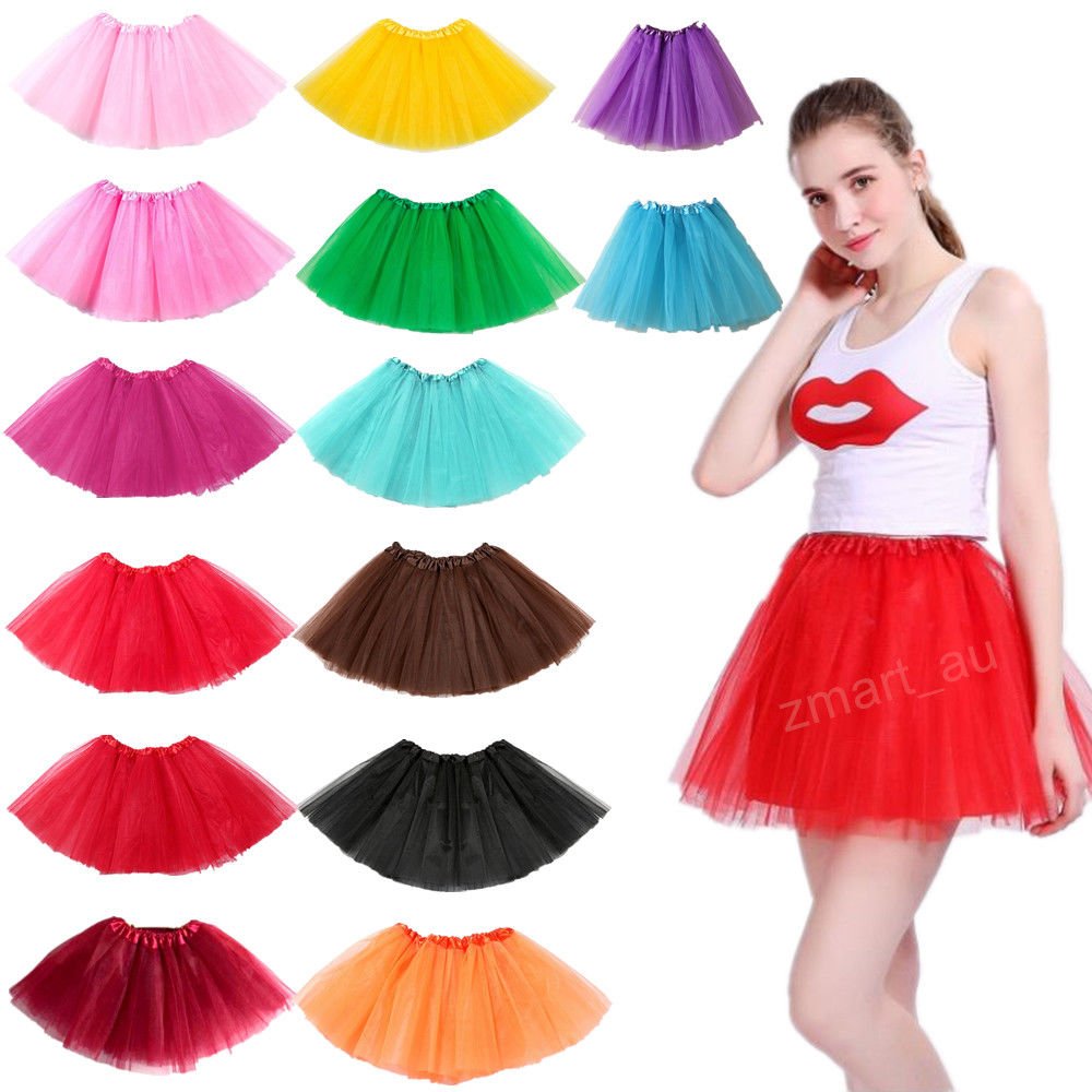 New Adults Tulle Tutu Skirt Dressup Party Costume Ballet Womens Girls Dance Wear, Watermelon Red, Kids