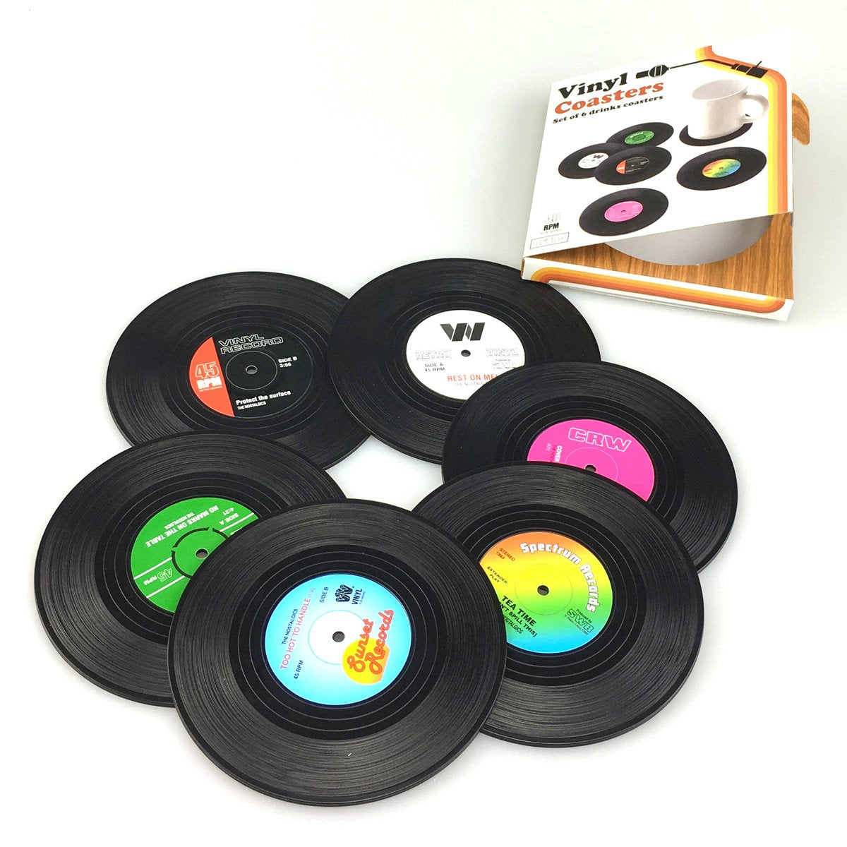 6x Creative Vinyl Record Cup Coasters Glass Drink Tableware Home Décor, C