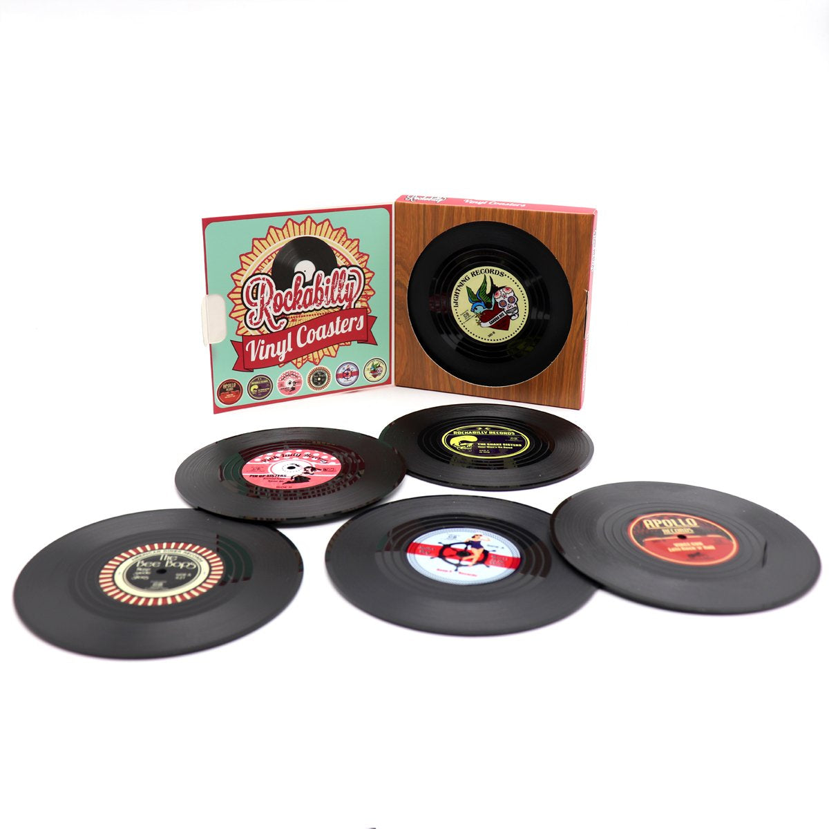 6x Creative Vinyl Record Cup Coasters Glass Drink Tableware Home Décor, Rockabilly