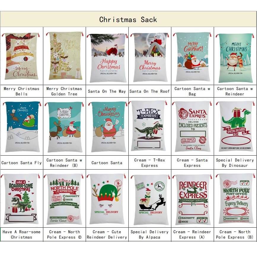 Large Christmas XMAS Hessian Santa Sack Stocking Bag Reindeer Children Gifts Bag, Cream - Santa Express