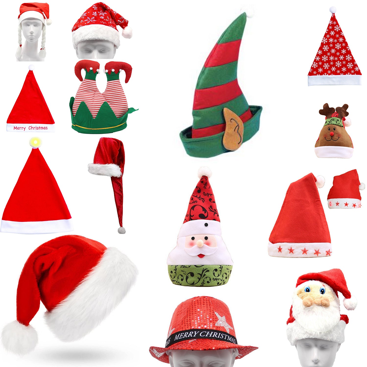 Christmas Unisex Adults Kids Novelty Hat Xmas Party Cap Santa Costume Dress Up, Santa Hat - Snowflakes