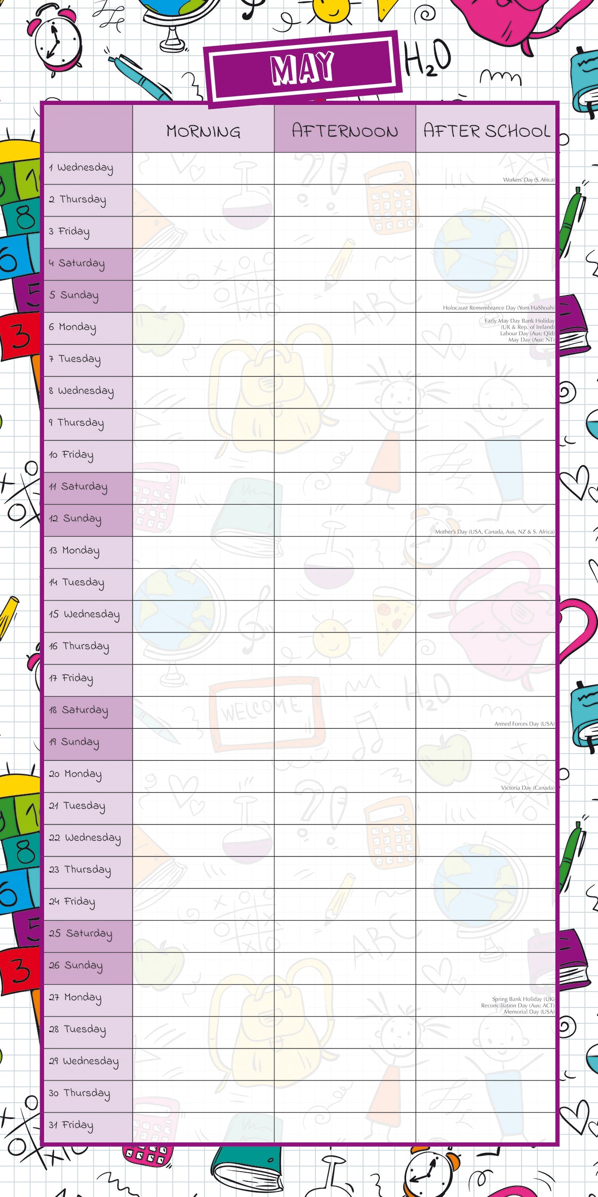 School Planner - 2024 Square Wall Calendar 16 Months Planner Xmas New Year Gift