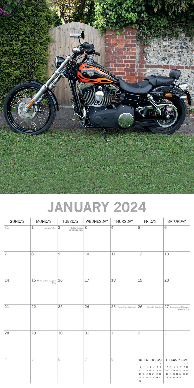 Harleys - 2024 Square Wall Calendar 16 Months Premium Planner Xmas New Year Gift