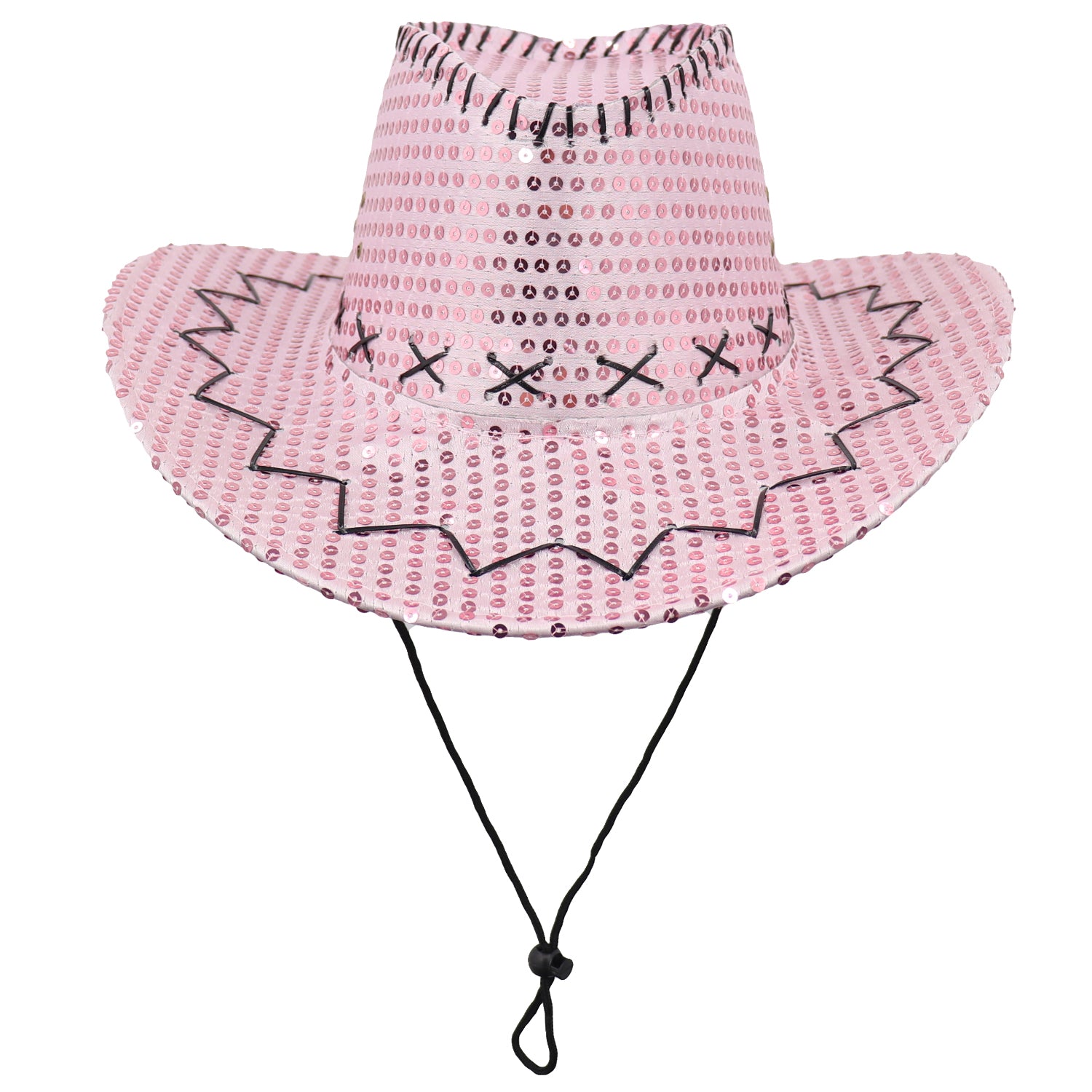 Sequin Cowboy Hat Glitter Cap Western Trilby Shiny Cowgirl Dress Up Party Wear, Light Pink