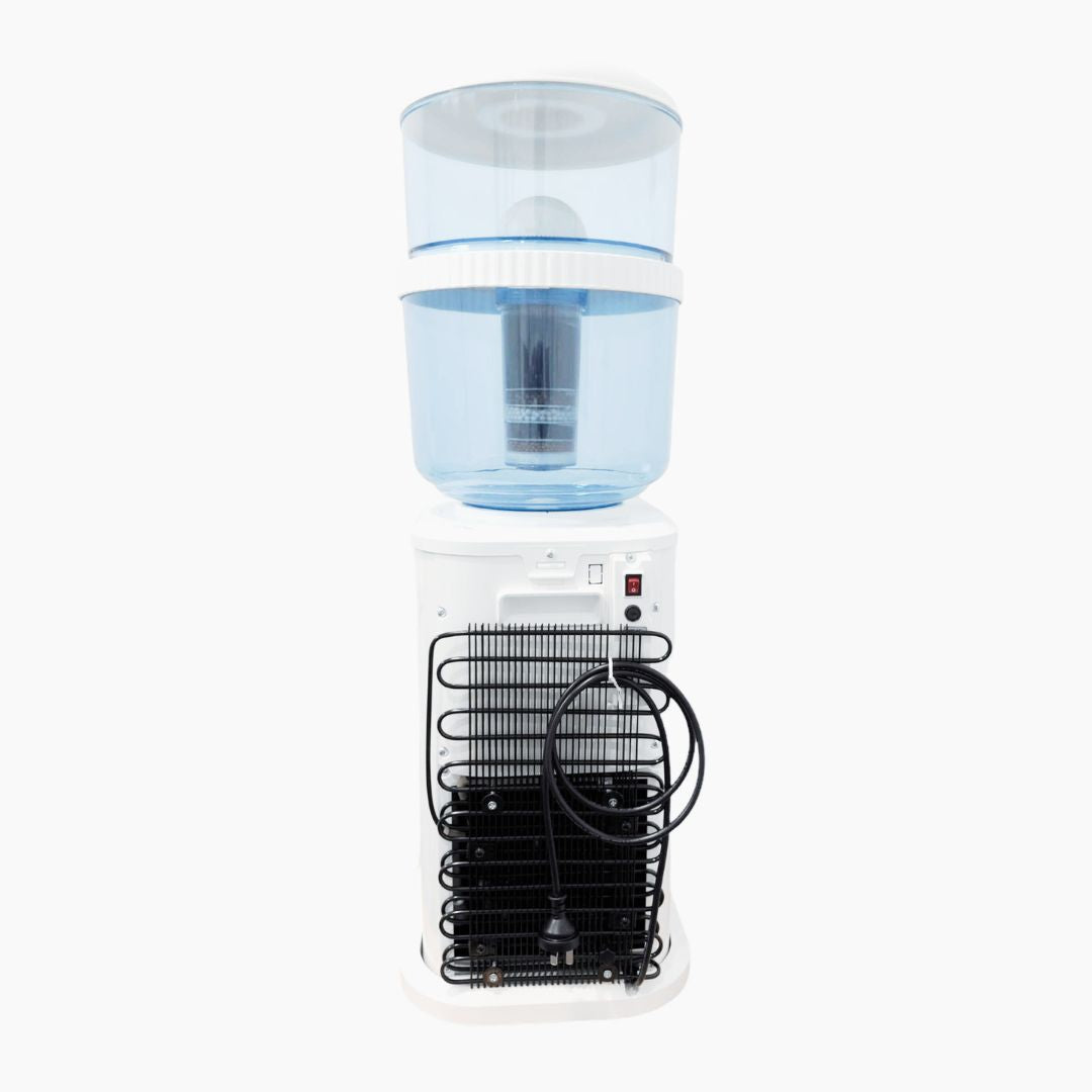 Luxurious White Benchtop Hot and Cold-Water Dispenser with Filter Bottle and LG Compressor