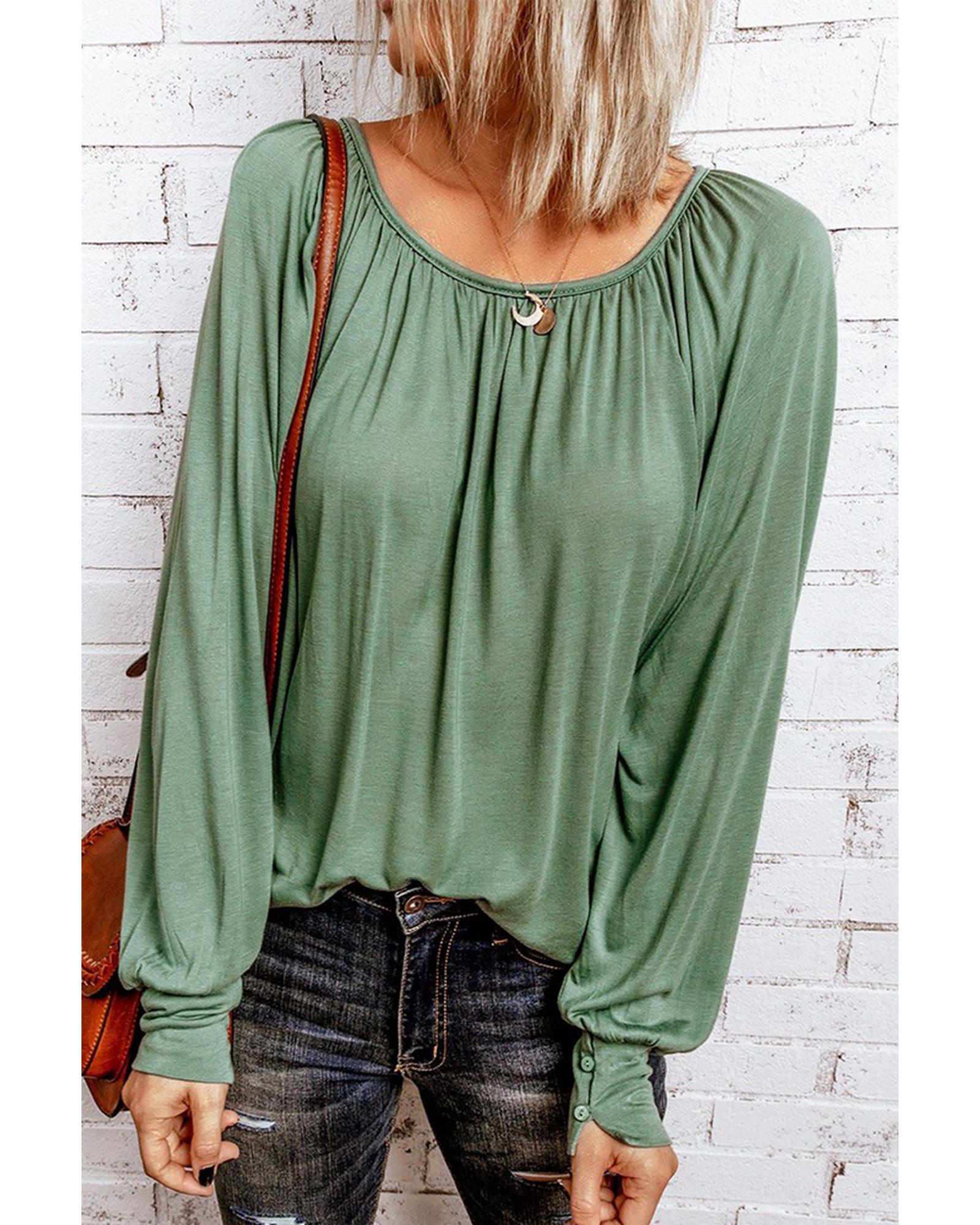 Gathered Bubble Sleeve Top - S