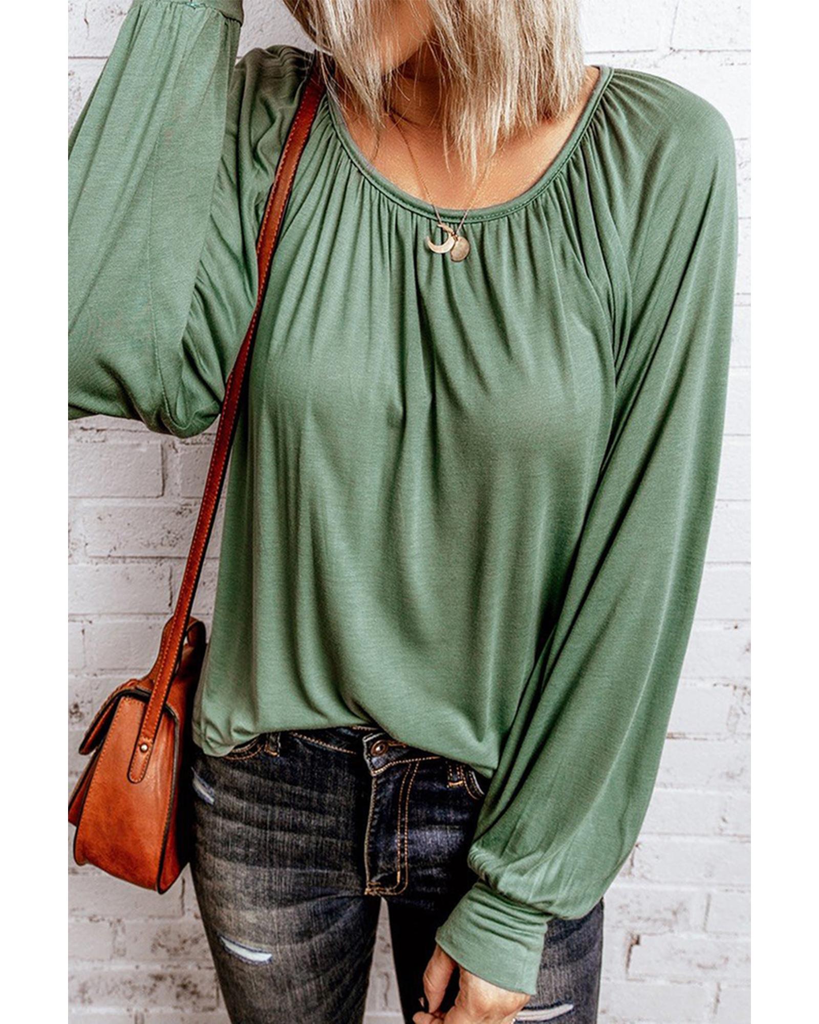 Gathered Bubble Sleeve Top - S