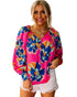 Puff Sleeve Blouse with Flower Print - S