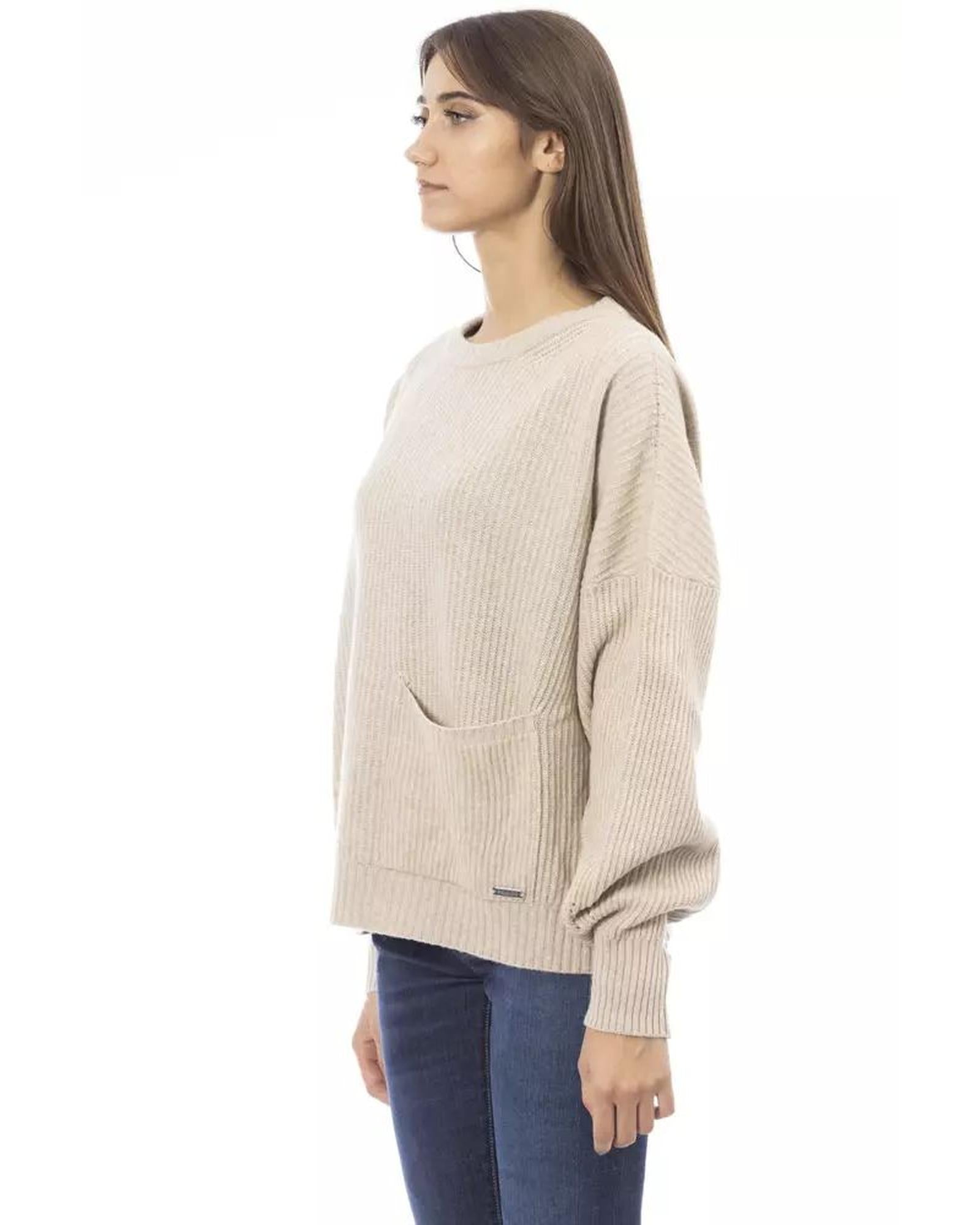 Women's Beige Wool Sweater - M