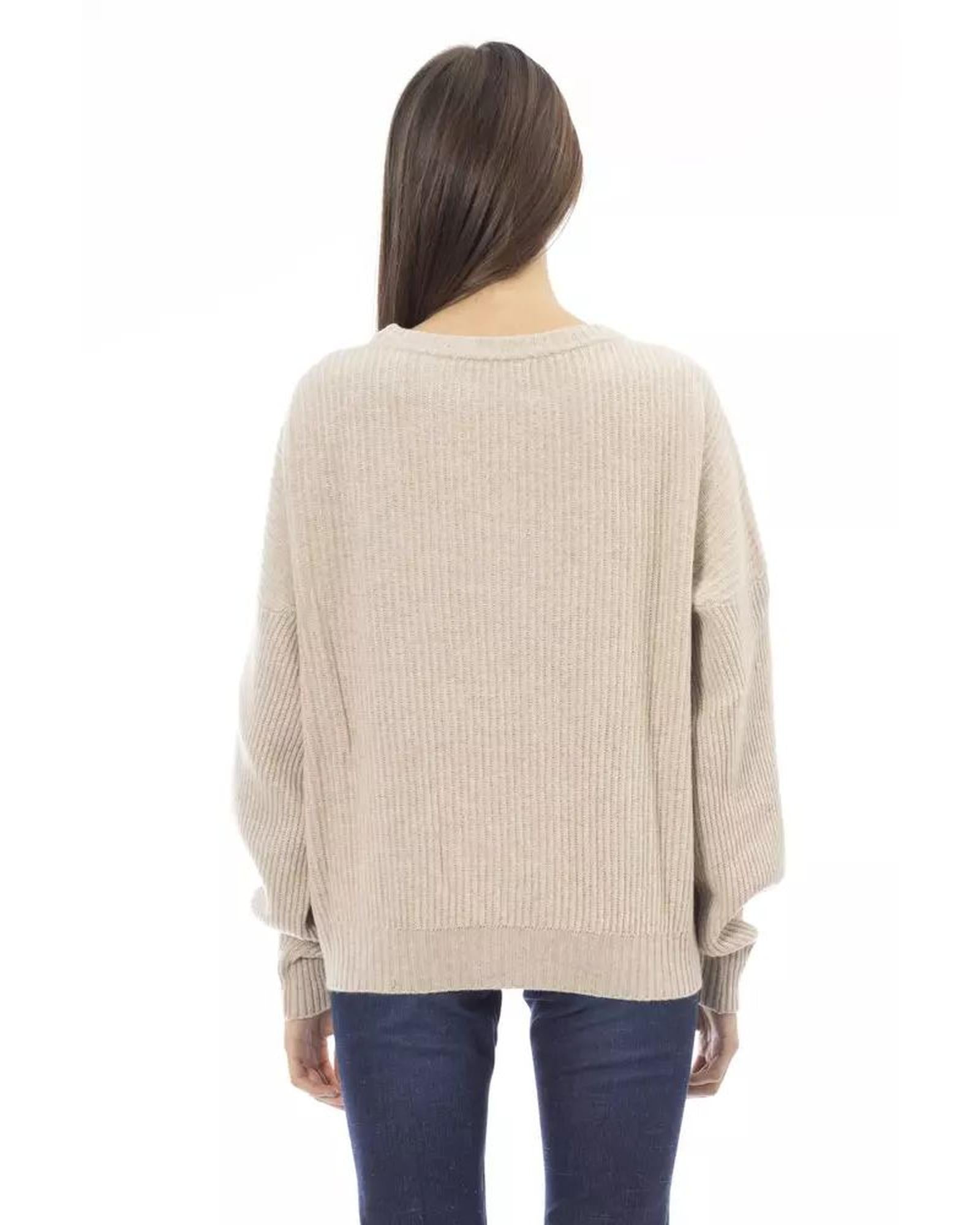 Women's Beige Wool Sweater - M