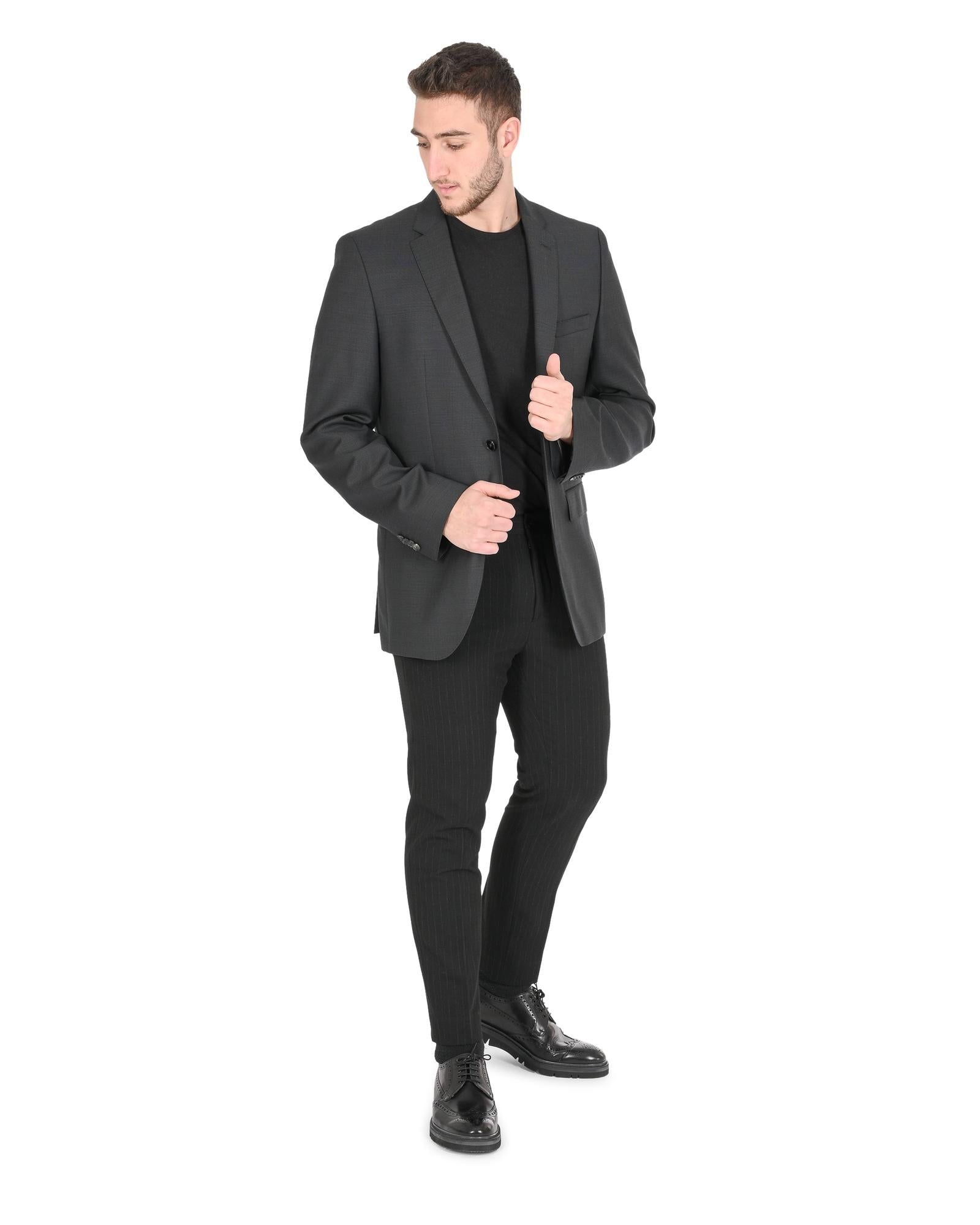 Men's Grey Wool Jacket in Grey - 98 cm