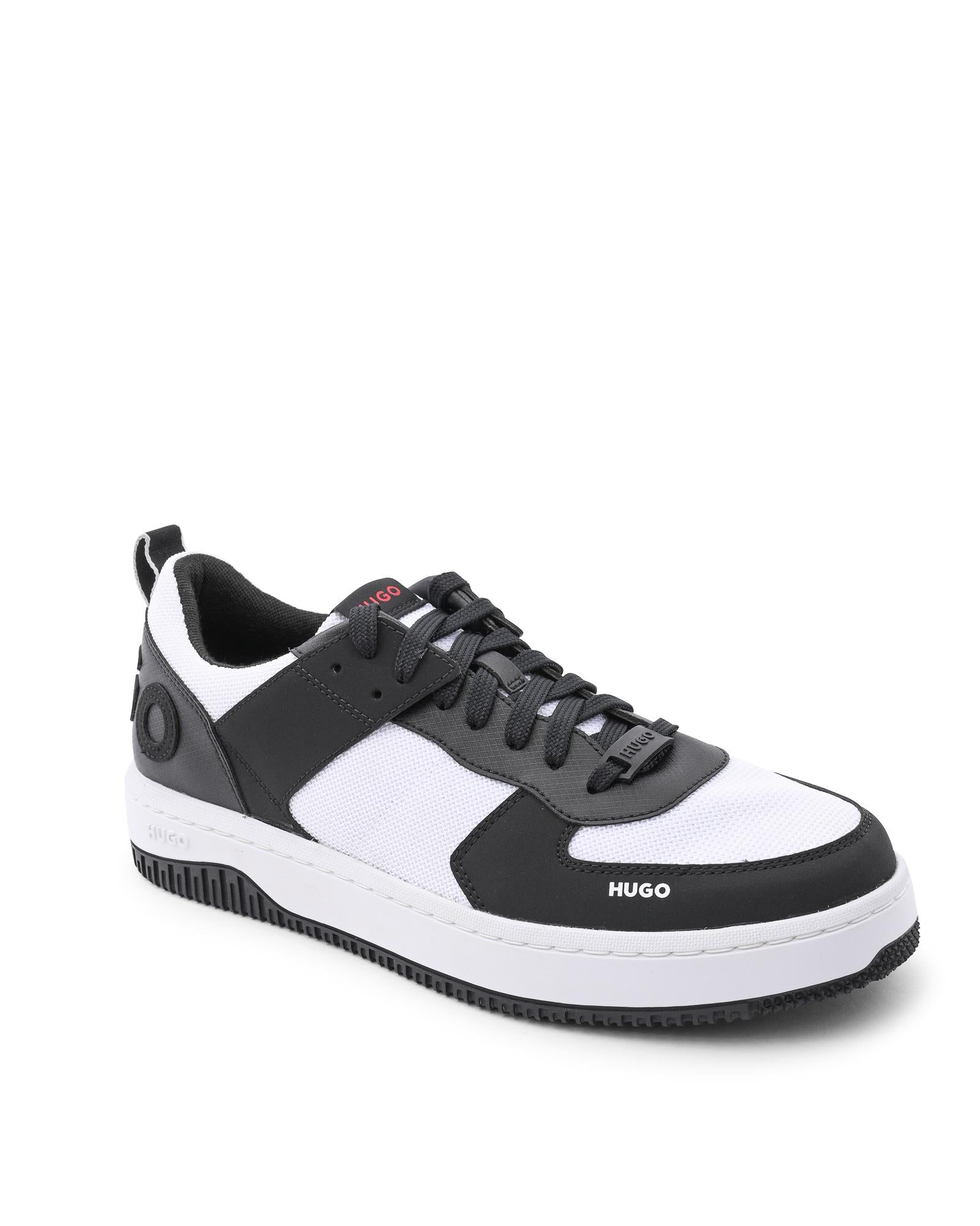 Men's Charcoal Calfskin Sneakers with Rubber Sole in Multicolor - 44 EU