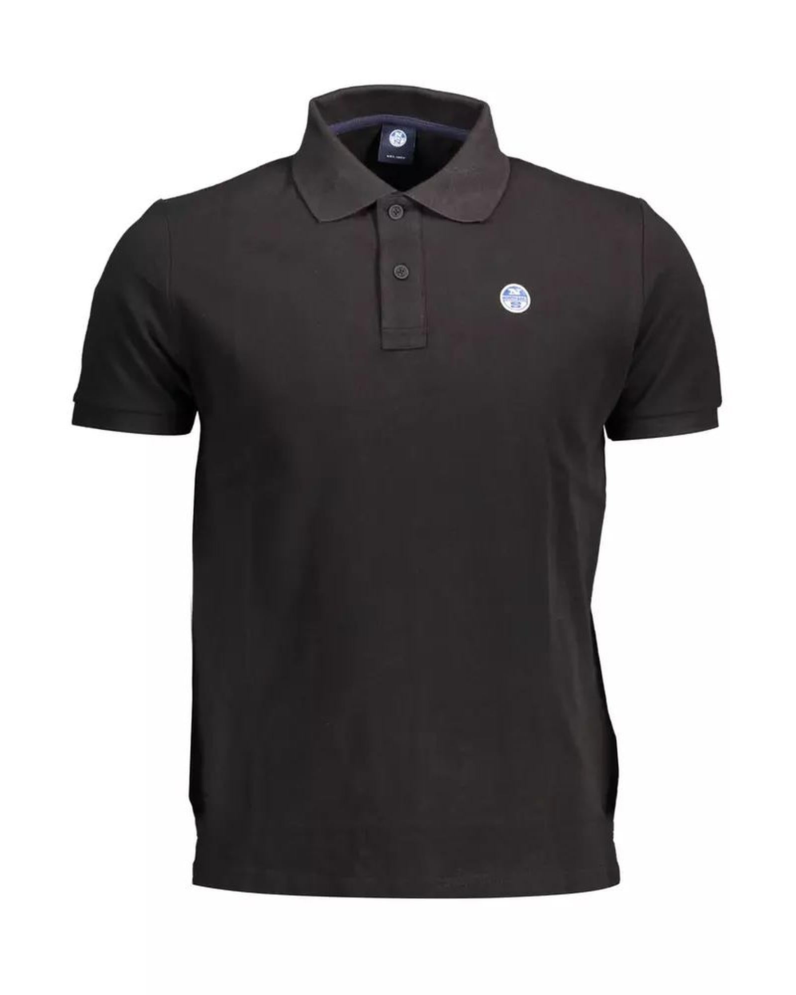 Men's Black Cotton Polo Shirt - L
