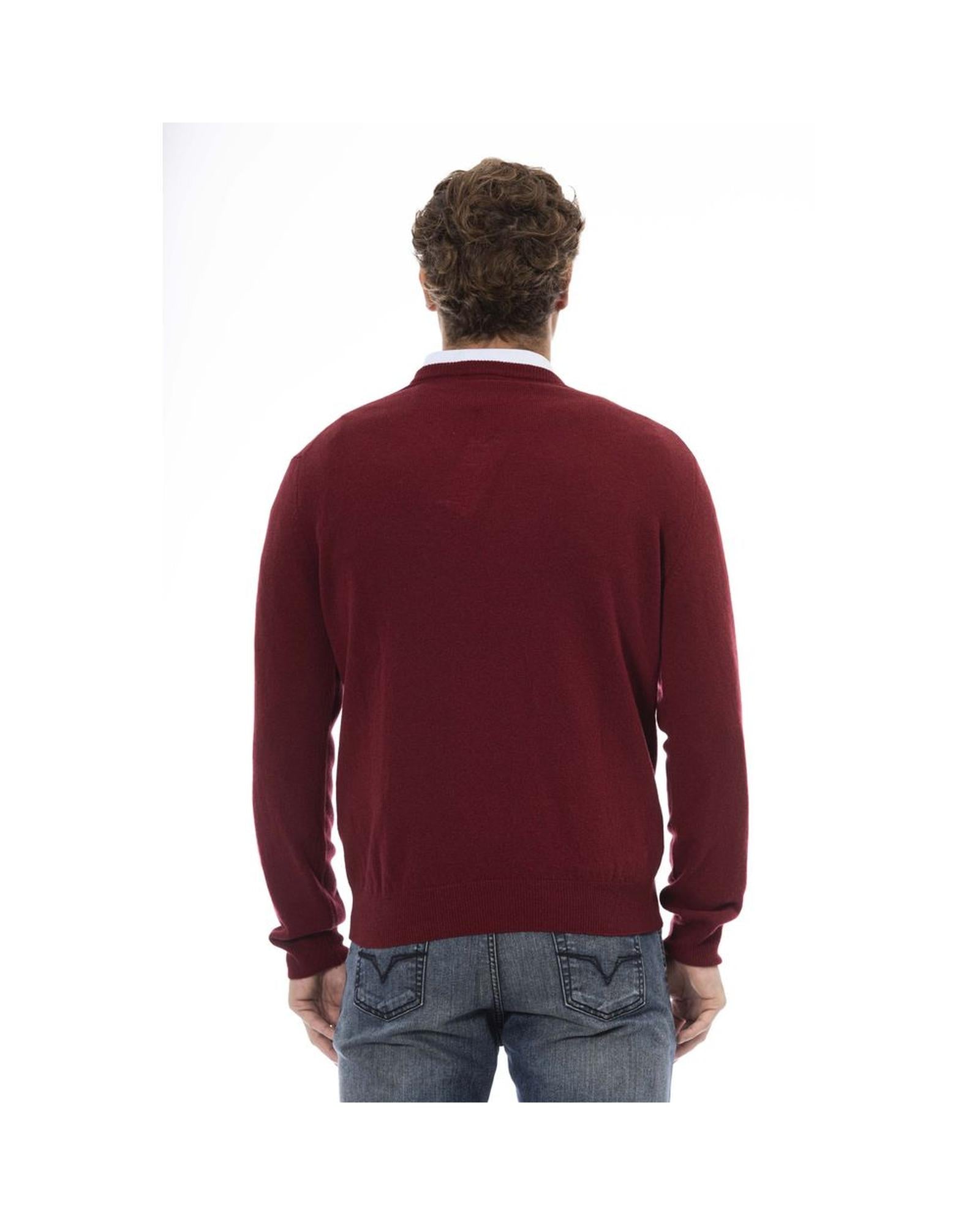 Men's Burgundy Wool Sweater - M