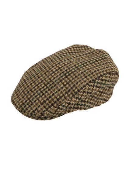 Abraham Moon Tweed Flat Cap Wool Ivy Hat Driving Cabbie Quilted 1-3038 - Brown - Large