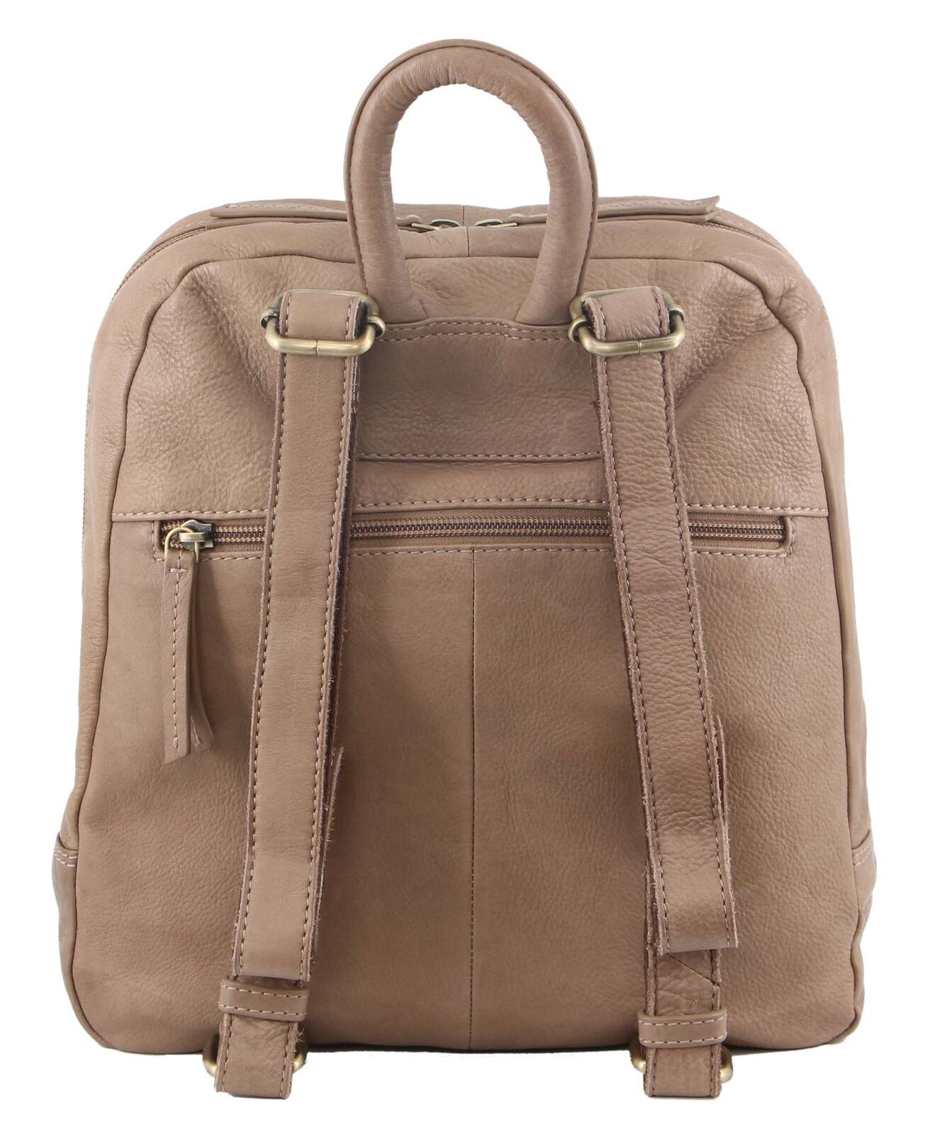 Womens Woven Leather Backpack Bag - Taupe
