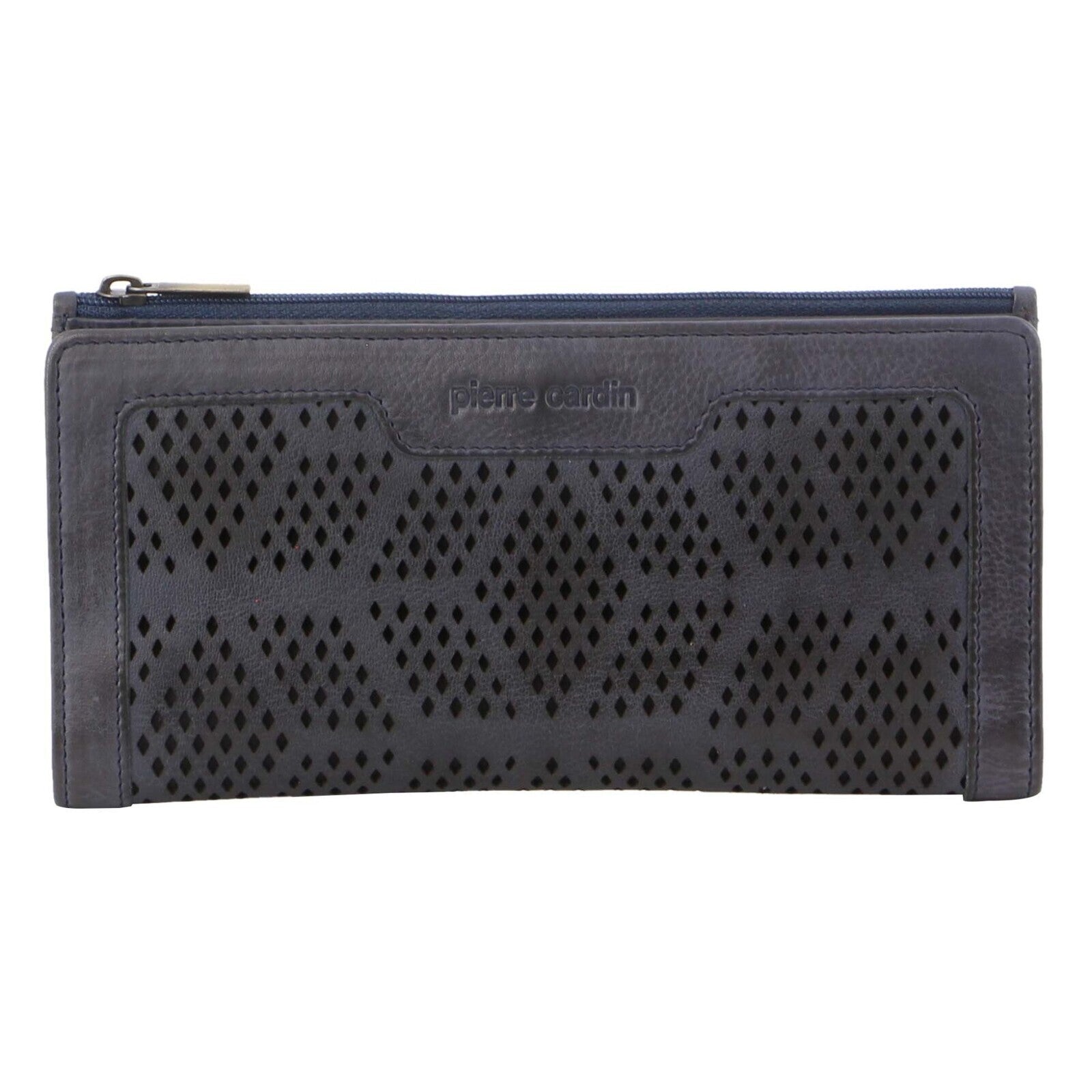 Perforated Leather Ladies Handy Travel Wallet - Teal