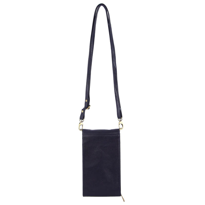Ladies Leather Cross Body Bag/Wallet Bag/Clutch Wallet - Indigo