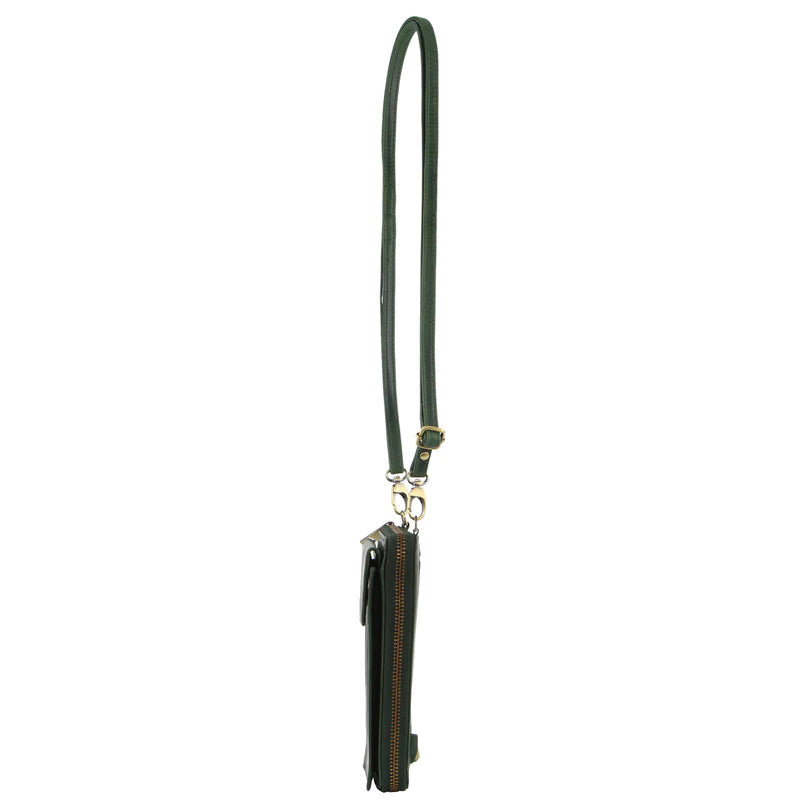 Ladies Leather Cross Body Bag/Wallet Bag/Clutch Wallet - Emerald
