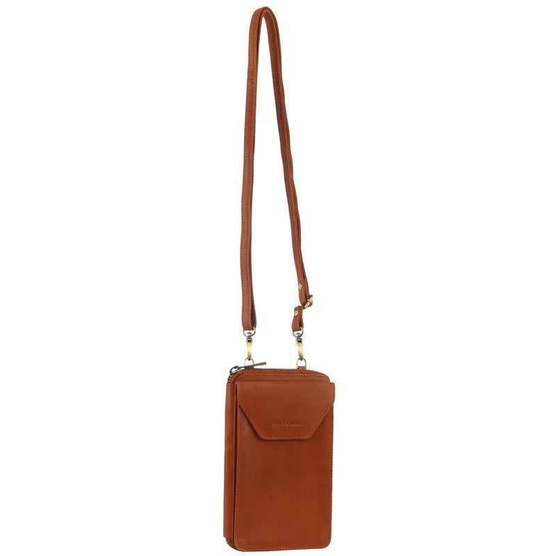 Ladies Leather Cross Body Bag/Wallet Bag/Clutch Wallet - Cognac