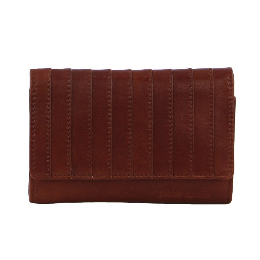 Stich Design Leather Ladies Large Tri-Fold Wallet in Tan Brown