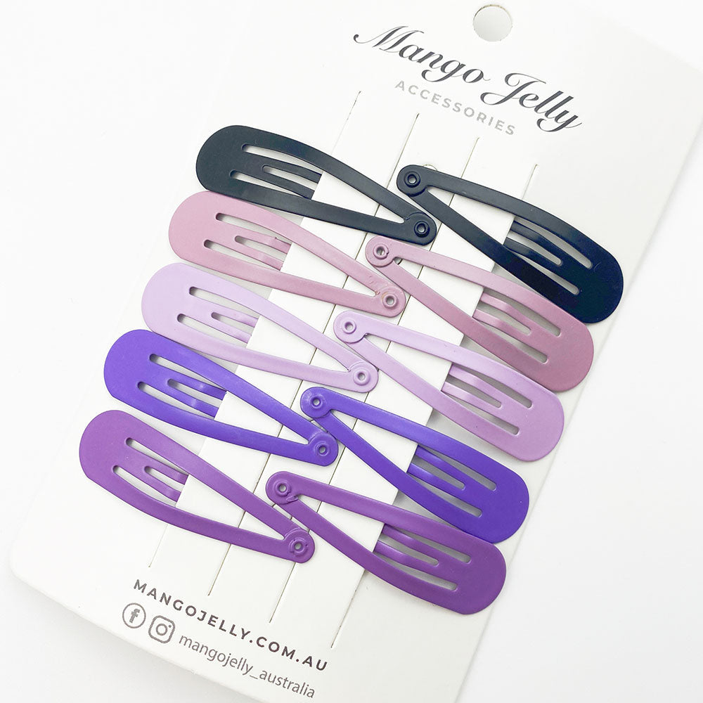 Everyday Snap Hair Clips (5cm) - Purple - Six Pack