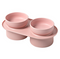 24x Ribbed Ceramic Double Pet Bowl 3pc Set - Pink