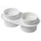 24x Ribbed Ceramic Double Pet Bowl 3pc Set - White