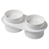 24x Ribbed Ceramic Double Pet Bowl 3pc Set - White